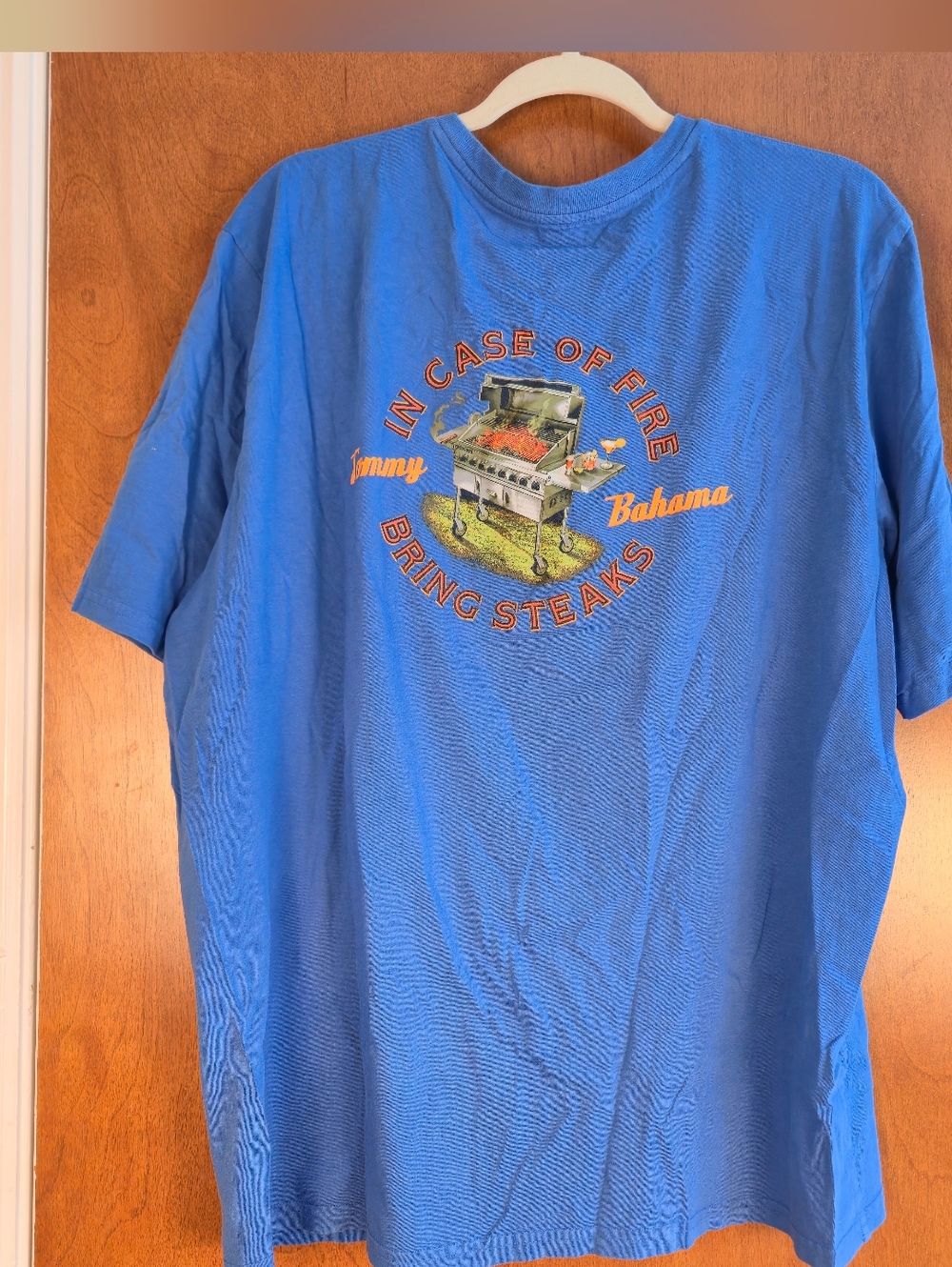 Mens Tommy Bahama Fire Bring Steaks Graphic Tee Shirt Blue Sz XLT
